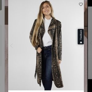 Shinestar Snake Print Trench Jacket